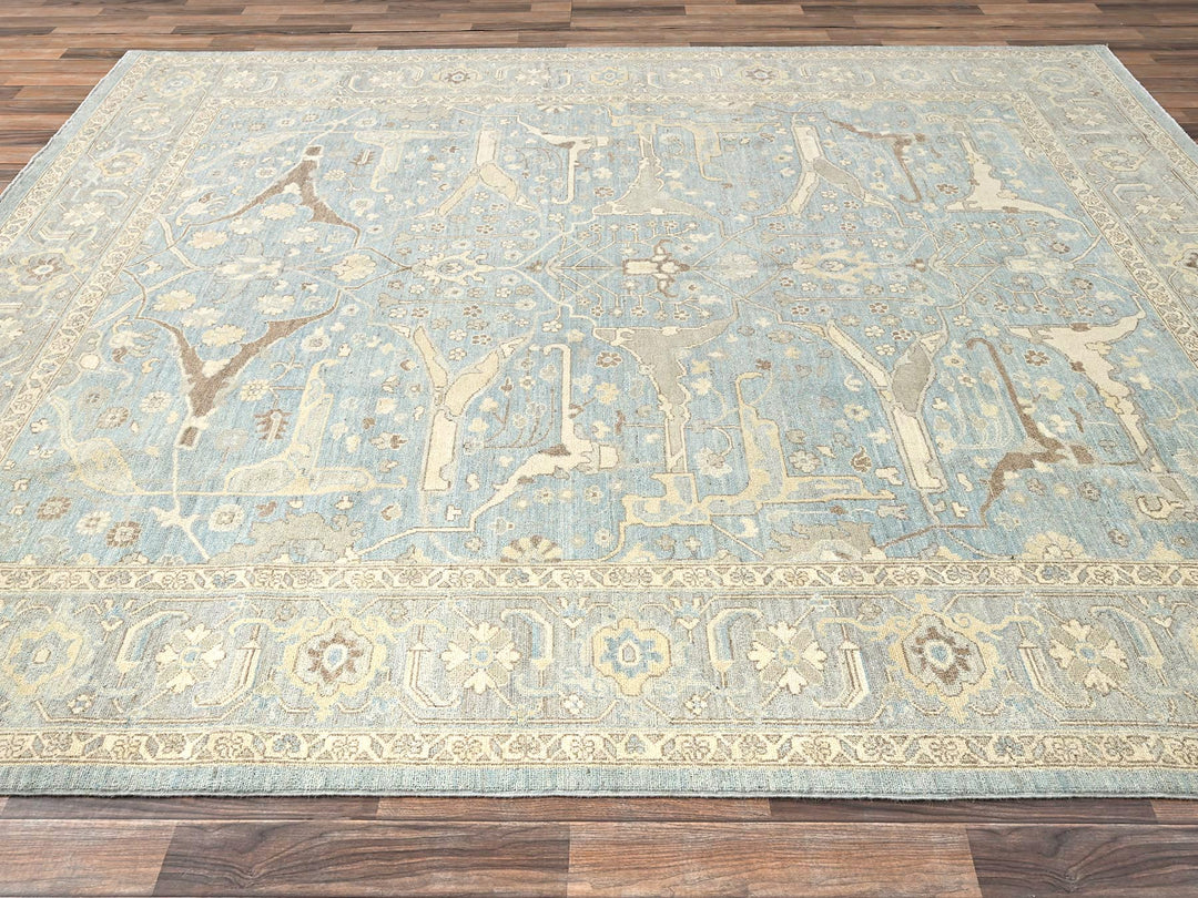 8'2" x 9'10" New Hand Knotted Blue Wool Rectangle Oriental Rug - MOA1021496