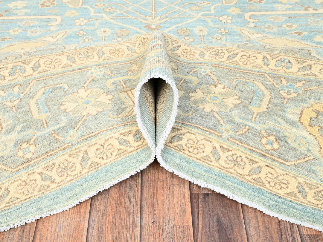 8'2" x 9'10" New Hand Knotted Blue Wool Rectangle Oriental Rug - MOA1021496