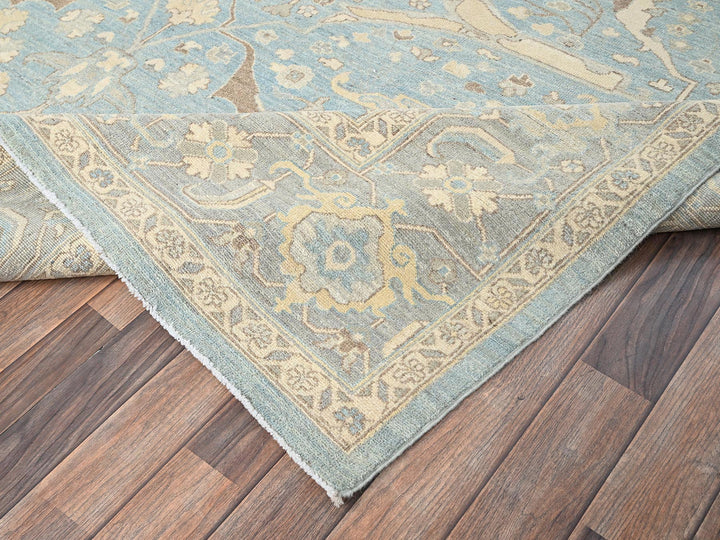 8'2" x 9'10" New Hand Knotted Blue Wool Rectangle Oriental Rug - MOA1021496