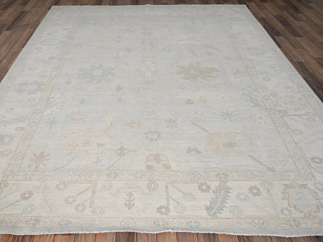 8'3" x 9'8" New Hand Knotted Grey Wool Rectangle Oriental Rug - MOA1021497