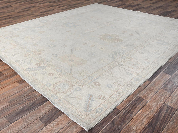 8'3" x 9'8" New Hand Knotted Grey Wool Rectangle Oriental Rug - MOA1021497