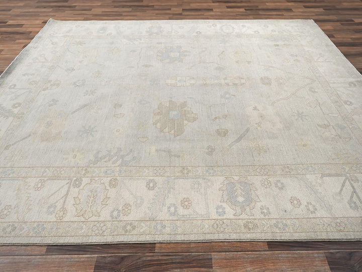 8'3" x 9'8" New Hand Knotted Grey Wool Rectangle Oriental Rug - MOA1021497