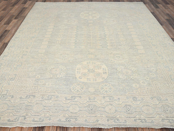 7'11" x 9'7" New Hand Knotted Grey Wool Rectangle Oriental Rug - MOA1021498