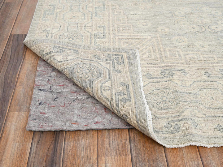7'11" x 9'7" New Hand Knotted Grey Wool Rectangle Oriental Rug - MOA1021498