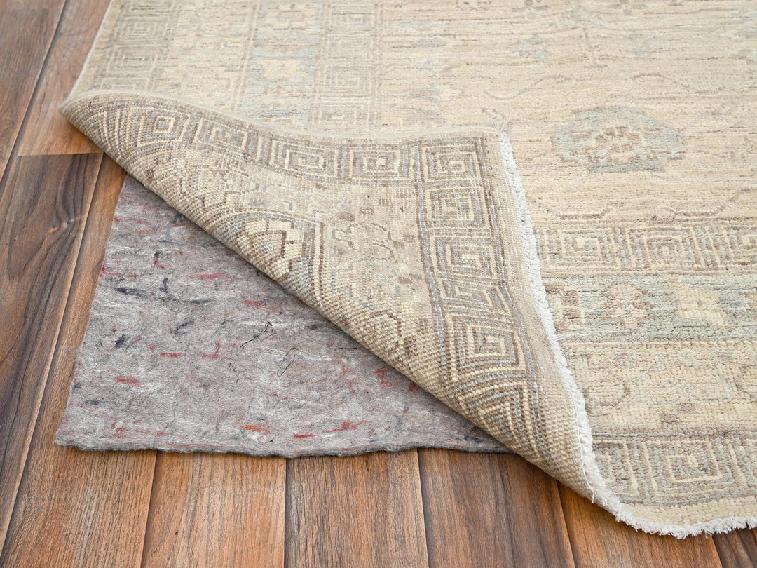 7'10" x 9'6" New Hand Knotted Beige Wool Rectangle Oriental Rug - MOA1021499