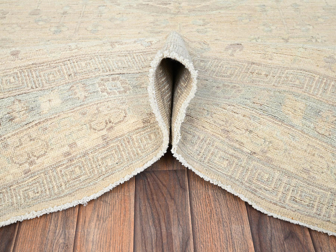 7'10" x 9'6" New Hand Knotted Beige Wool Rectangle Oriental Rug - MOA1021499