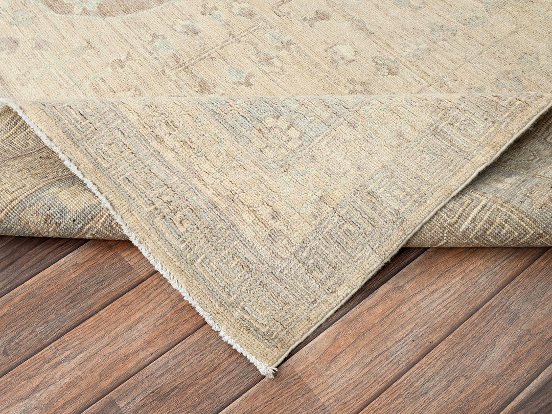 7'10" x 9'6" New Hand Knotted Beige Wool Rectangle Oriental Rug - MOA1021499