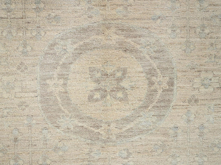 7'10" x 9'6" New Hand Knotted Beige Wool Rectangle Oriental Rug - MOA1021499