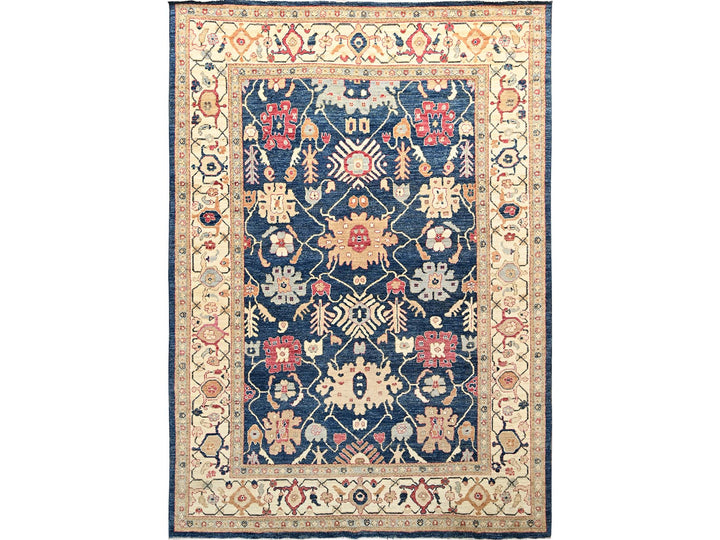 10'1" x 14'1" New Hand Knotted Blue Wool Rectangle Oriental Rug - MOA1021500