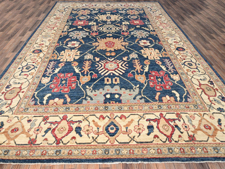 10'1" x 14'1" New Hand Knotted Blue Wool Rectangle Oriental Rug - MOA1021500