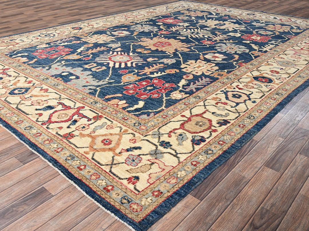 10'1" x 14'1" New Hand Knotted Blue Wool Rectangle Oriental Rug - MOA1021500