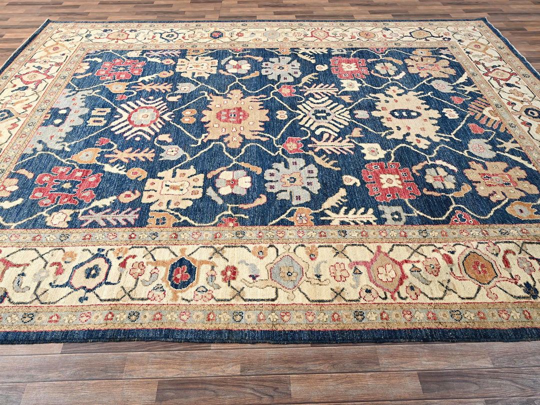 10'1" x 14'1" New Hand Knotted Blue Wool Rectangle Oriental Rug - MOA1021500