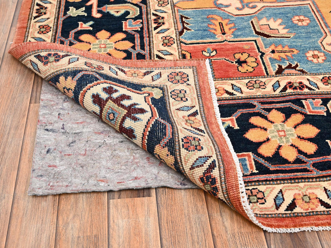 9'2" x 11'8" New Hand Knotted Orange Wool Rectangle Oriental Rug - MOA1021501