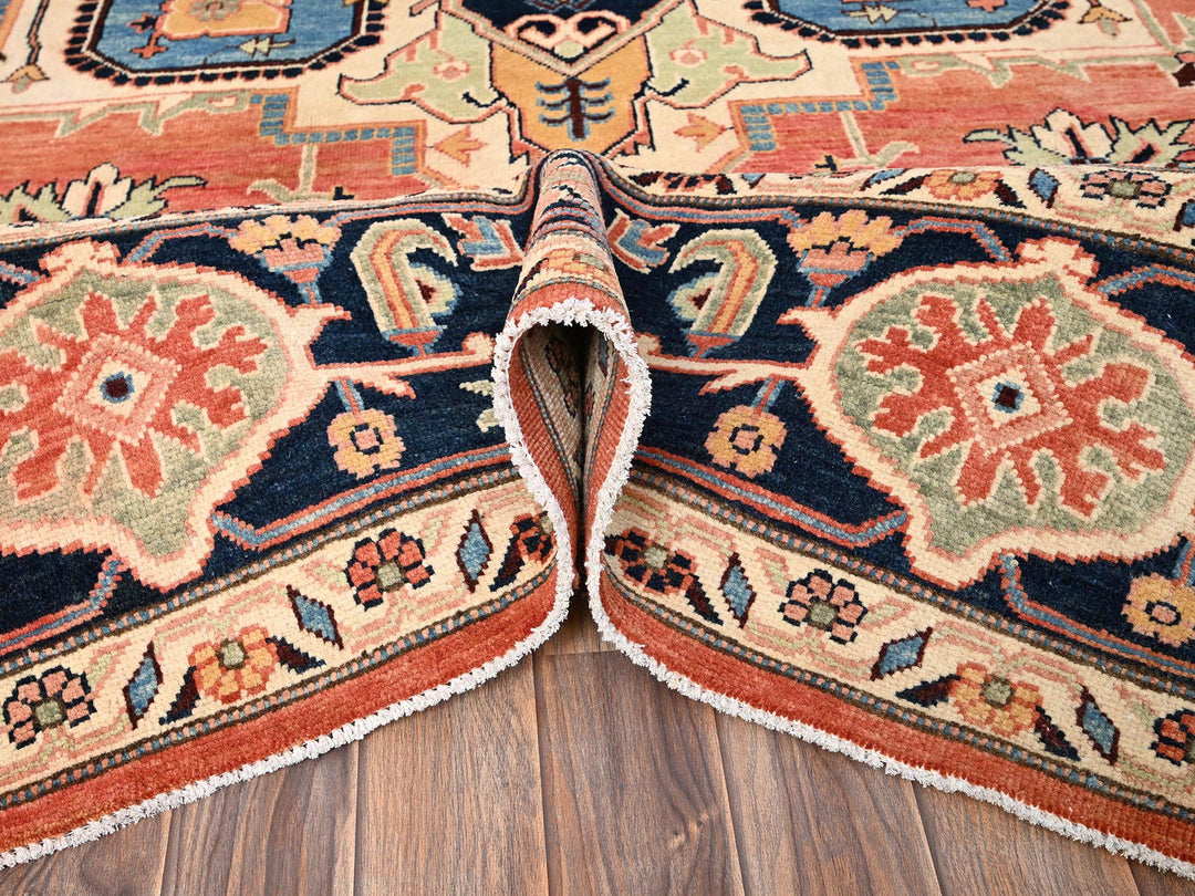 9'2" x 11'8" New Hand Knotted Orange Wool Rectangle Oriental Rug - MOA1021501