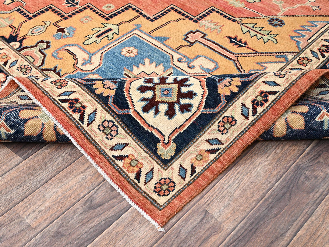 9'2" x 11'8" New Hand Knotted Orange Wool Rectangle Oriental Rug - MOA1021501