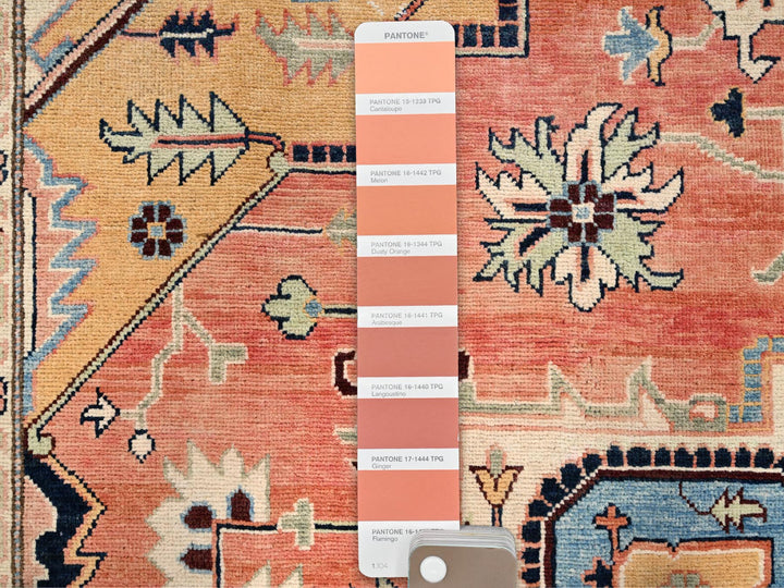 9'2" x 11'8" New Hand Knotted Orange Wool Rectangle Oriental Rug - MOA1021501