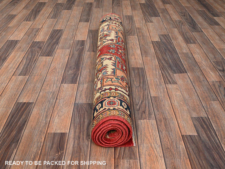 3'11" x 5'11" New Hand Knotted Red Wool Rectangle Oriental Rug - MOA1021502