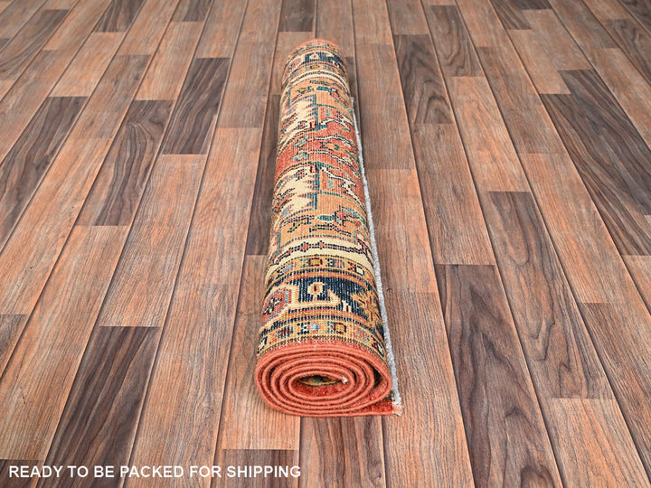 2'11" x 4'11" New Hand Knotted Orange Wool Rectangle Oriental Rug - MOA1021504