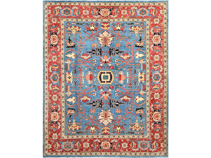 7'10" x 9'7" New Hand Knotted Blue Wool Rectangle Oriental Rug - MOA1021505