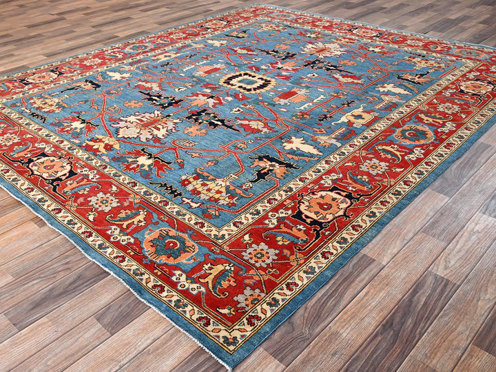 7'10" x 9'7" New Hand Knotted Blue Wool Rectangle Oriental Rug - MOA1021505