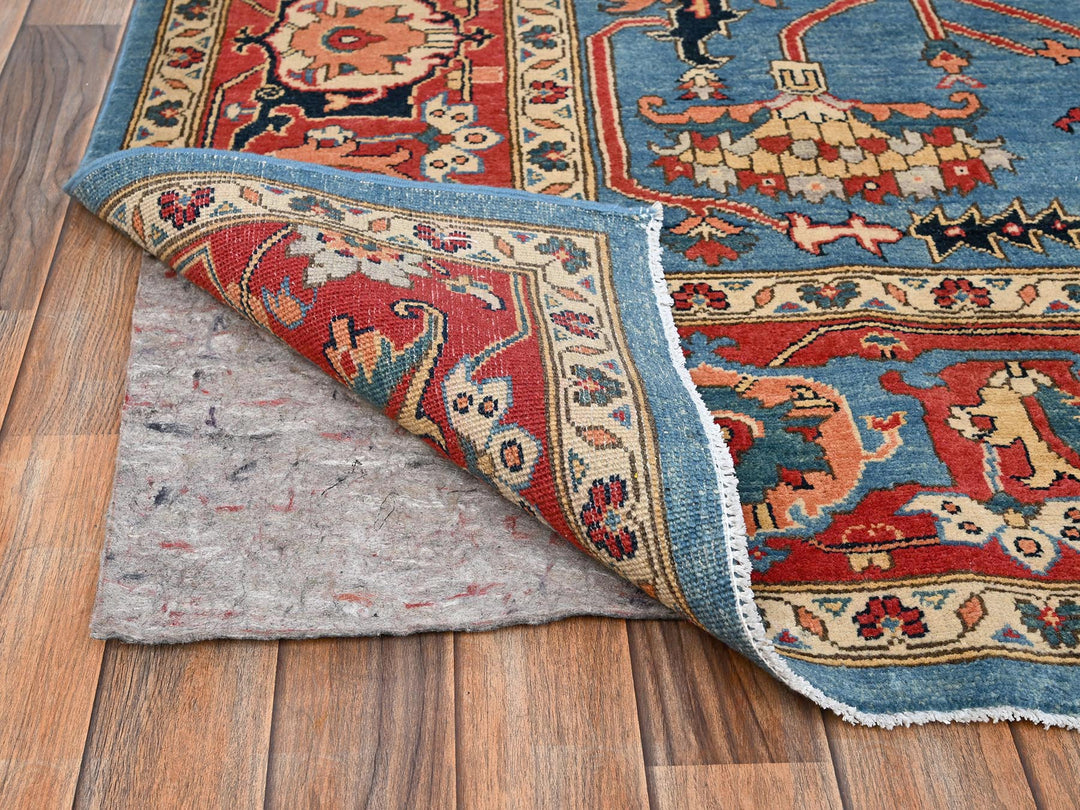 7'10" x 9'7" New Hand Knotted Blue Wool Rectangle Oriental Rug - MOA1021505