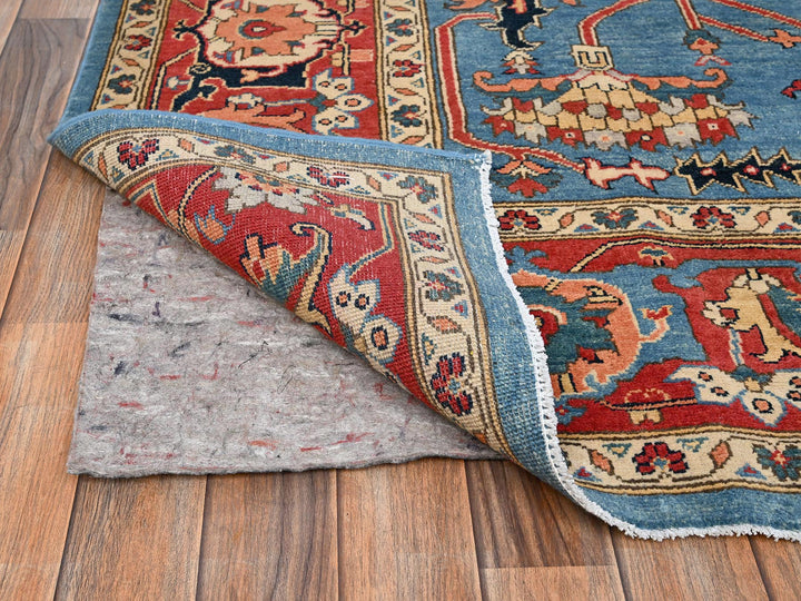 7'10" x 9'7" New Hand Knotted Blue Wool Rectangle Oriental Rug - MOA1021505