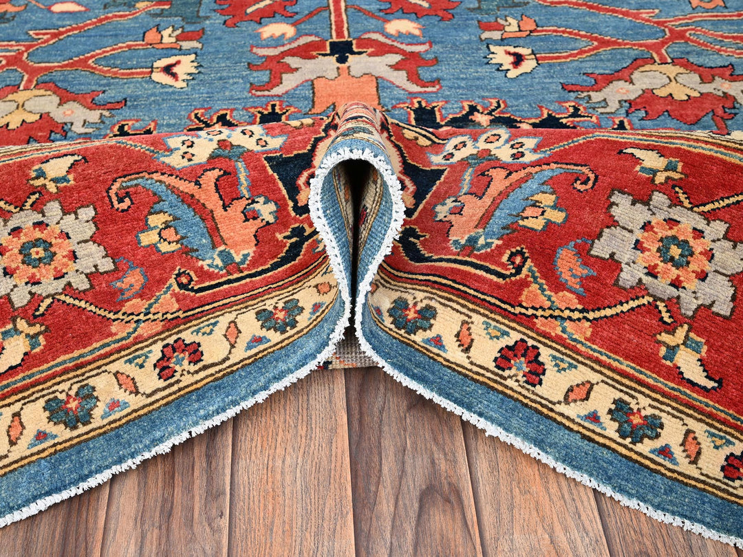 7'10" x 9'7" New Hand Knotted Blue Wool Rectangle Oriental Rug - MOA1021505