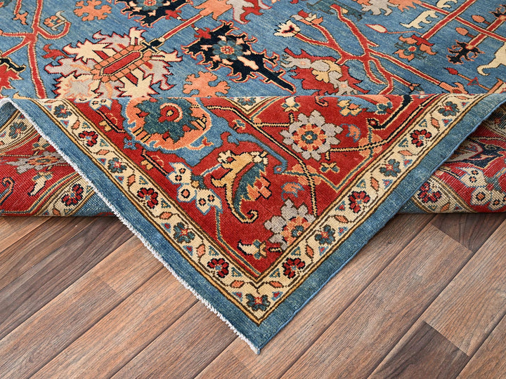 7'10" x 9'7" New Hand Knotted Blue Wool Rectangle Oriental Rug - MOA1021505