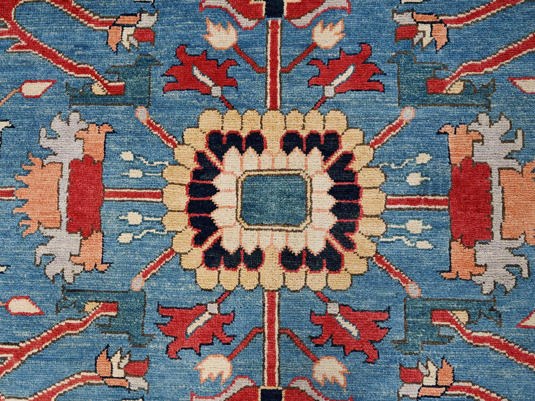 7'10" x 9'7" New Hand Knotted Blue Wool Rectangle Oriental Rug - MOA1021505