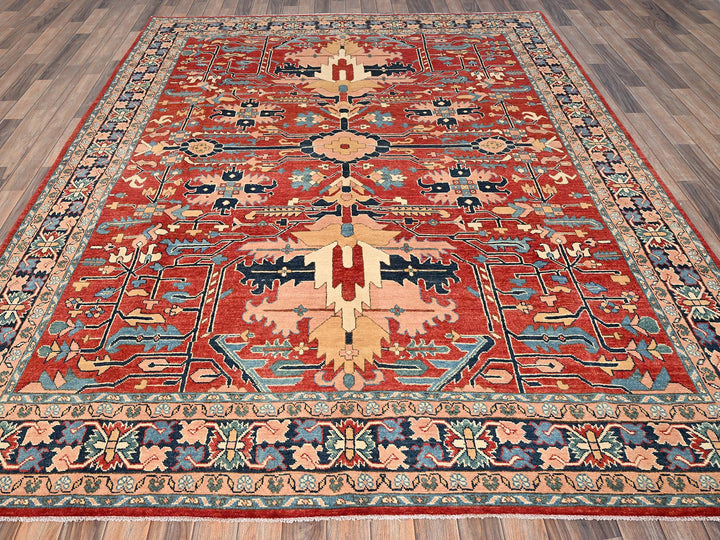 7'10" x 9'7" New Hand Knotted Red Wool Rectangle Oriental Rug - MOA1021507