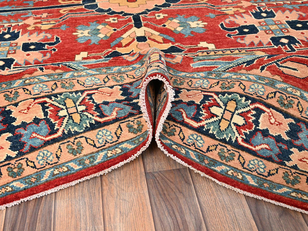 7'10" x 9'7" New Hand Knotted Red Wool Rectangle Oriental Rug - MOA1021507