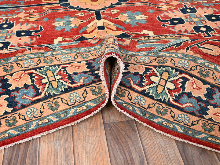 7'10" x 9'7" New Hand Knotted Red Wool Rectangle Oriental Rug - MOA1021507