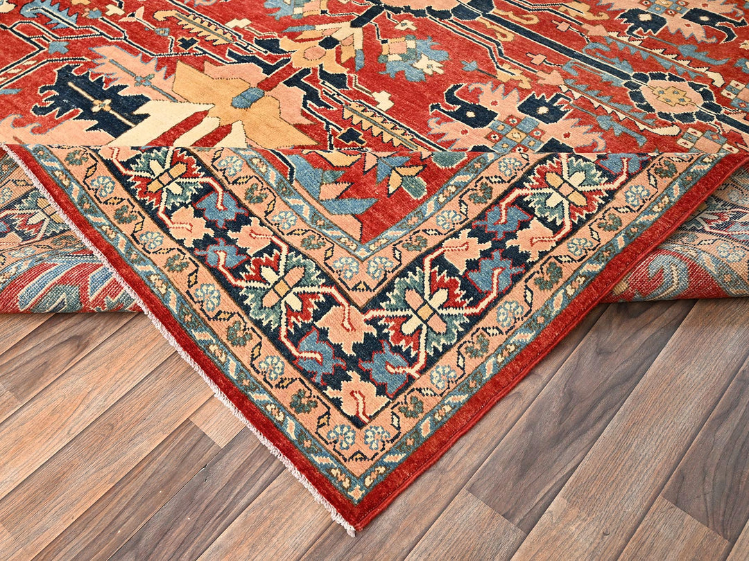 7'10" x 9'7" New Hand Knotted Red Wool Rectangle Oriental Rug - MOA1021507