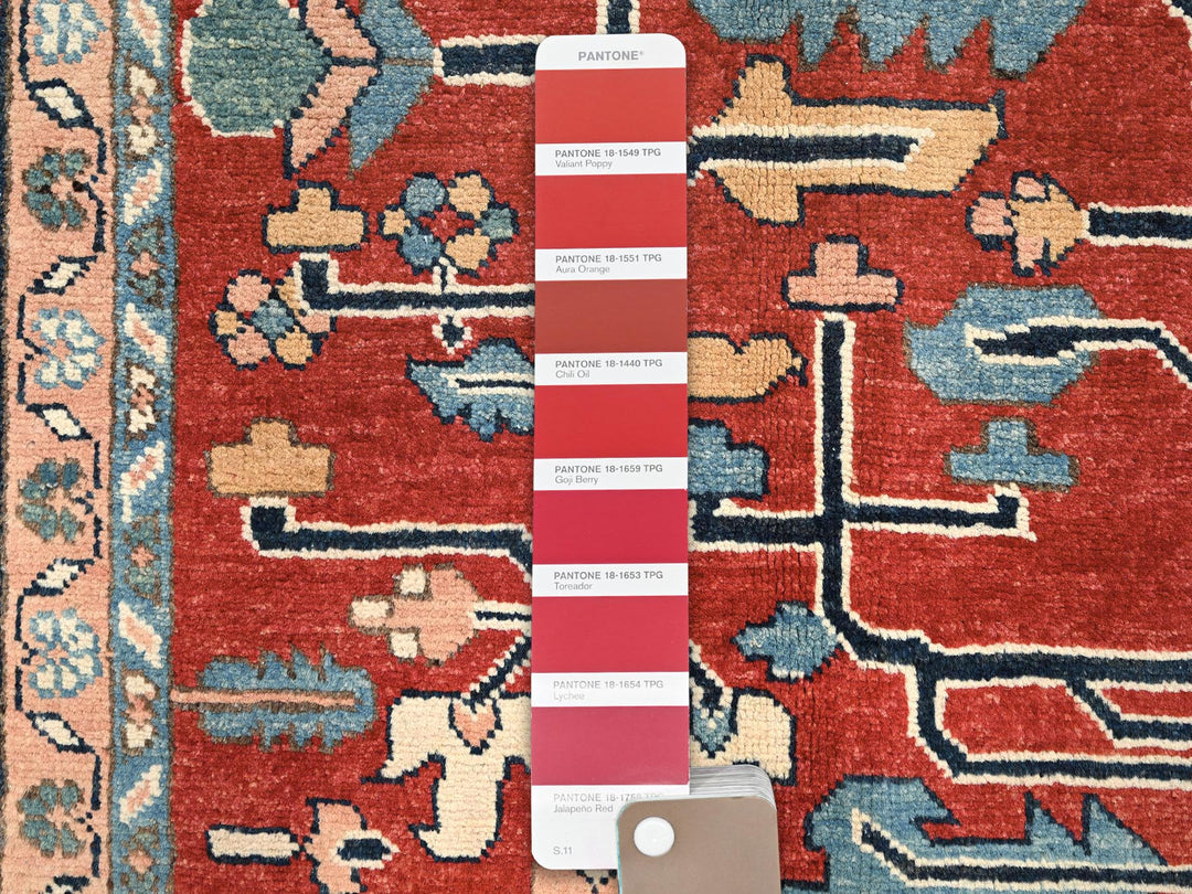 7'10" x 9'7" New Hand Knotted Red Wool Rectangle Oriental Rug - MOA1021507