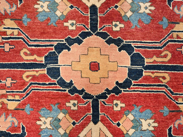 7'10" x 9'7" New Hand Knotted Red Wool Rectangle Oriental Rug - MOA1021507