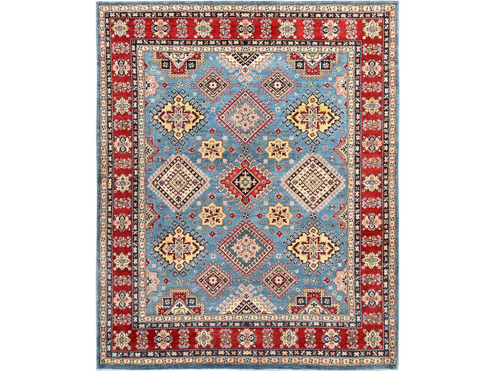 8'0" x 9'9" New Hand Knotted Blue Wool Rectangle Oriental Rug - MOA1021511