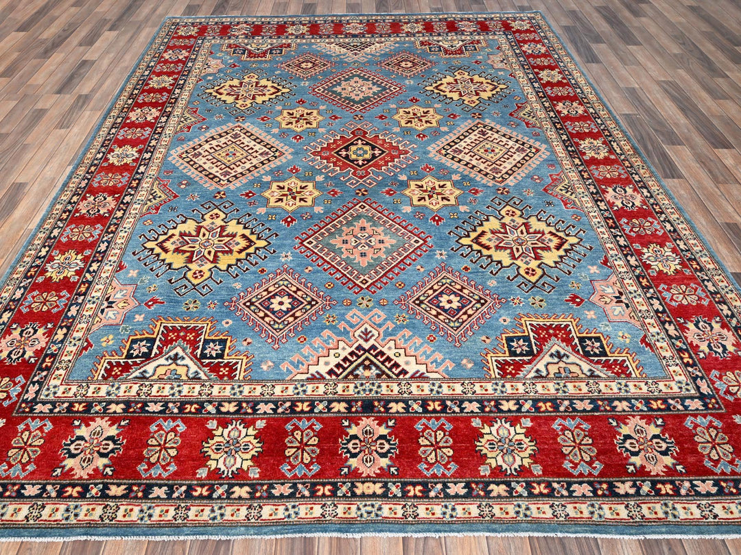 8'0" x 9'9" New Hand Knotted Blue Wool Rectangle Oriental Rug - MOA1021511