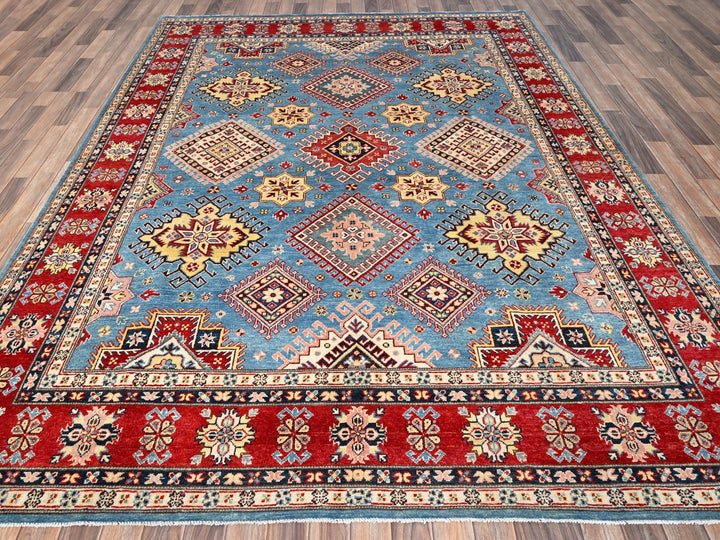 8'0" x 9'9" New Hand Knotted Blue Wool Rectangle Oriental Rug - MOA1021511