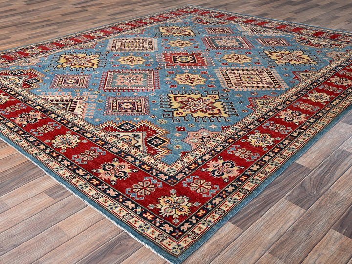 8'0" x 9'9" New Hand Knotted Blue Wool Rectangle Oriental Rug - MOA1021511