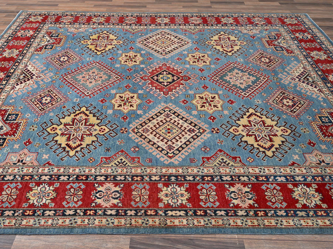 8'0" x 9'9" New Hand Knotted Blue Wool Rectangle Oriental Rug - MOA1021511