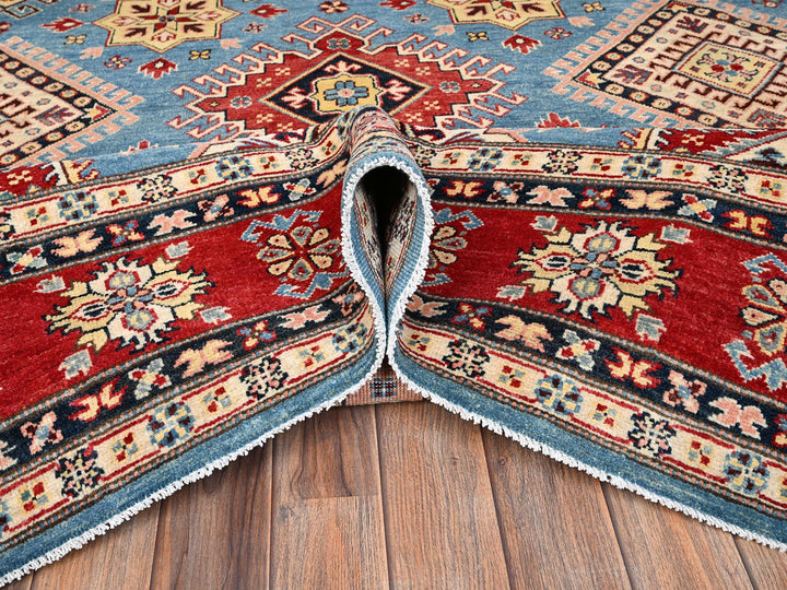 8'0" x 9'9" New Hand Knotted Blue Wool Rectangle Oriental Rug - MOA1021511