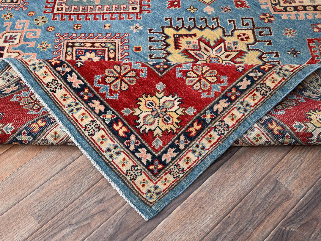 8'0" x 9'9" New Hand Knotted Blue Wool Rectangle Oriental Rug - MOA1021511