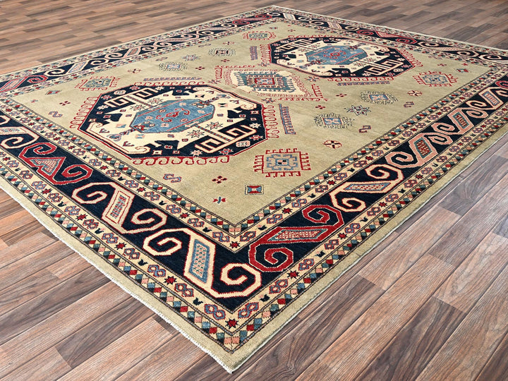 7'11" x 9'7" New Hand Knotted Green Wool Rectangle Oriental Rug - MOA1021512