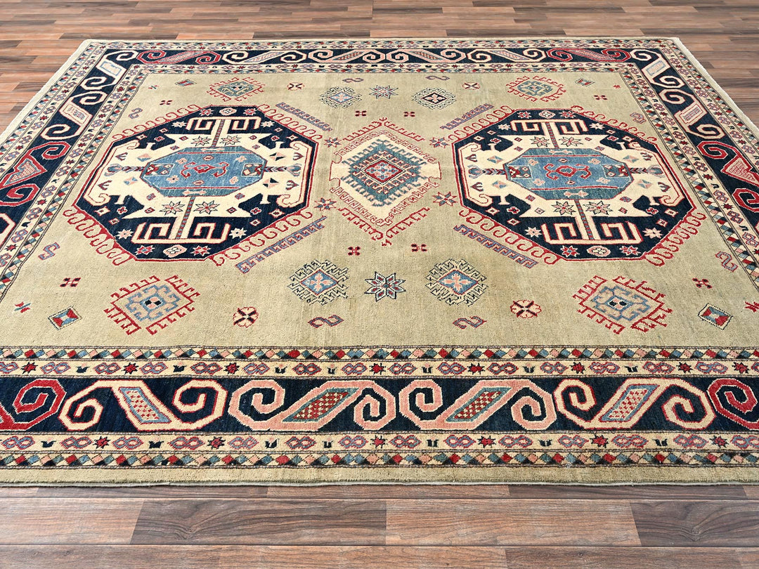 7'11" x 9'7" New Hand Knotted Green Wool Rectangle Oriental Rug - MOA1021512