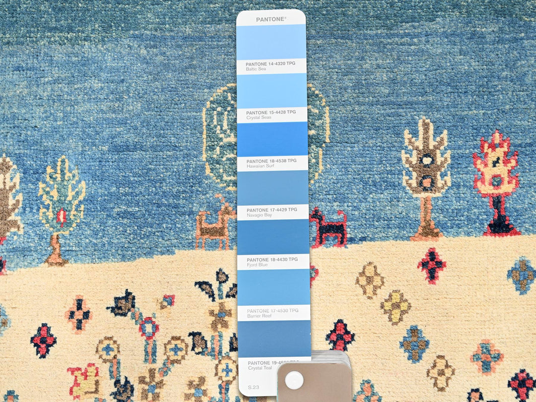 3'11" x 5'11" New Hand Knotted Blue Wool Rectangle Oriental Rug - MOA1021513