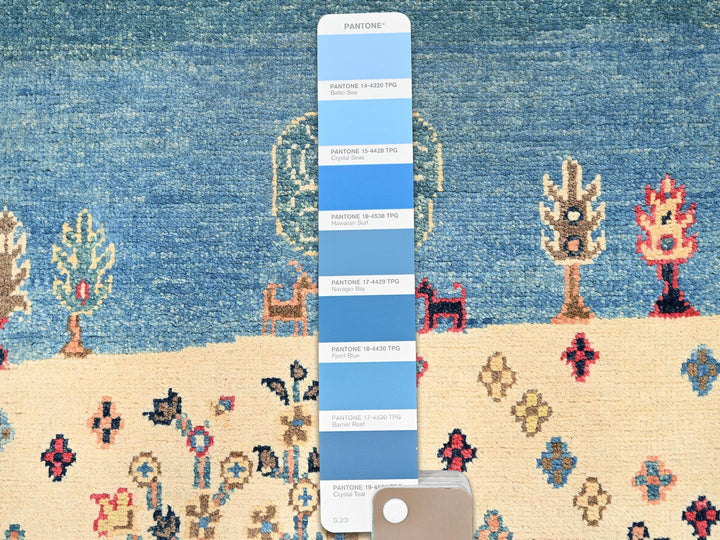 3'11" x 5'11" New Hand Knotted Blue Wool Rectangle Oriental Rug - MOA1021513