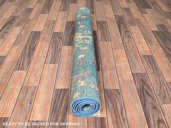 3'11" x 5'11" New Hand Knotted Blue Wool Rectangle Oriental Rug - MOA1021513