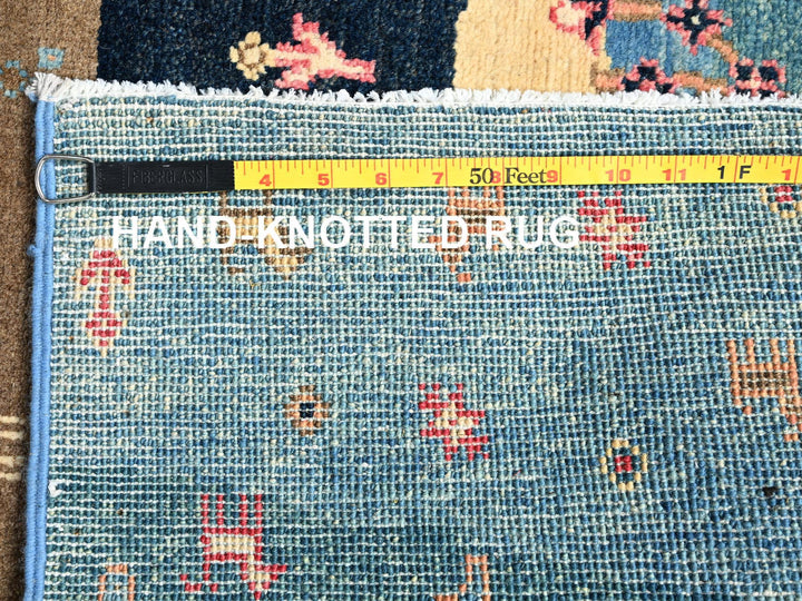 3'11" x 5'11" New Hand Knotted Blue Wool Rectangle Oriental Rug - MOA1021513