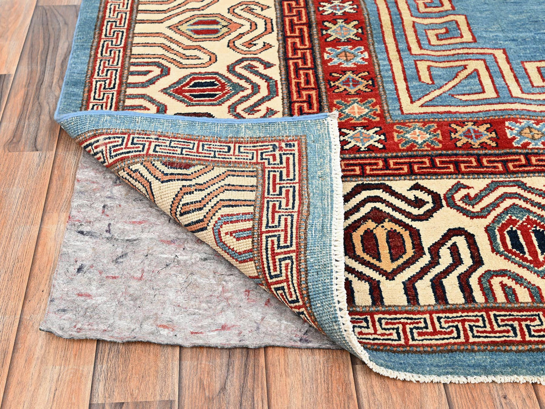 8'0" x 9'9" New Hand Knotted Blue Wool Rectangle Oriental Rug - MOA1021516