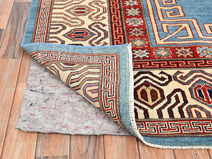 8'0" x 9'9" New Hand Knotted Blue Wool Rectangle Oriental Rug - MOA1021516